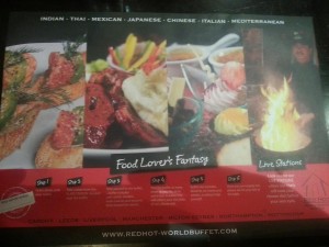 red hot world buffet placemat